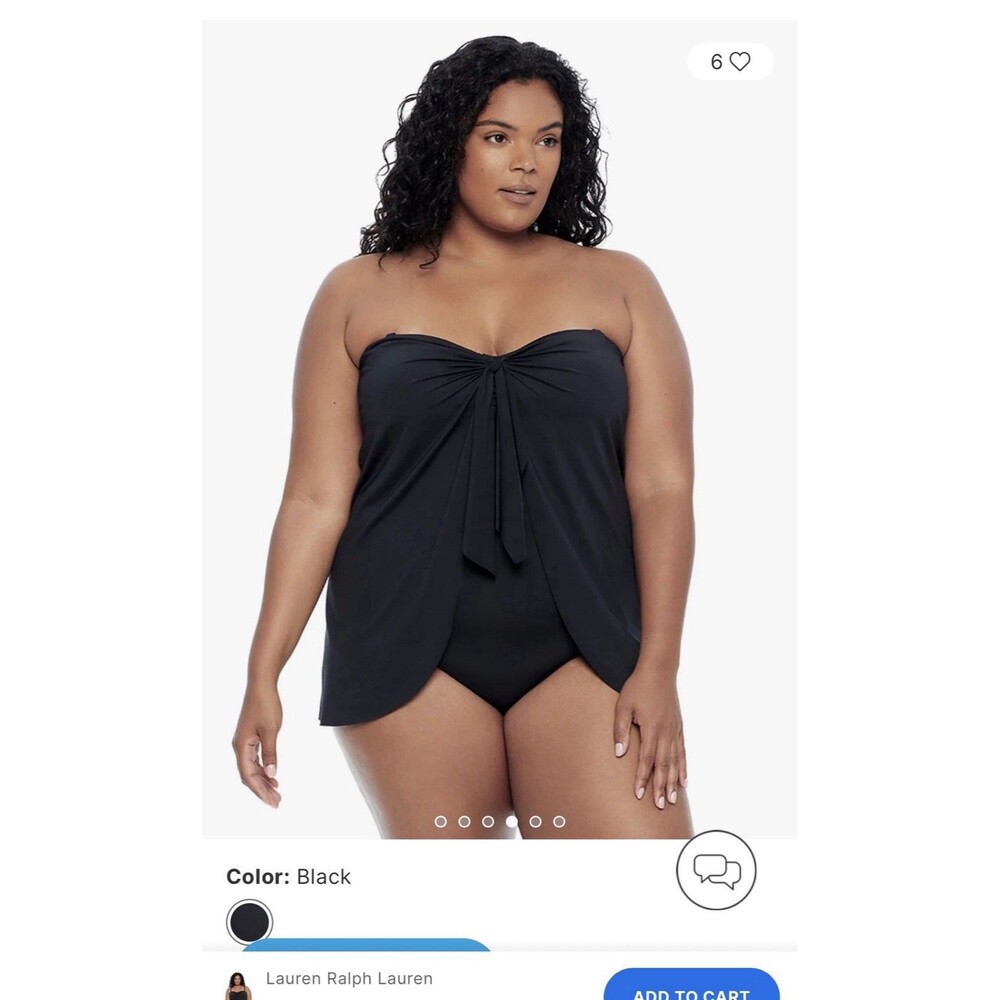 Lauren Ralph Lauren One Piece Tankini Swimsuit Women’s 10 Black Beach